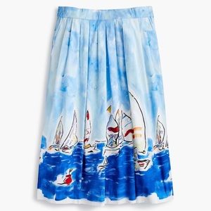 NWOT J Crew Painted Regatta Midi Skirt Sz Petite L